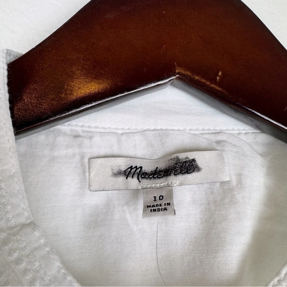 Madewell Puff-Sleeve Band-Collar Lightweight Shirt White Size 10/L NWT